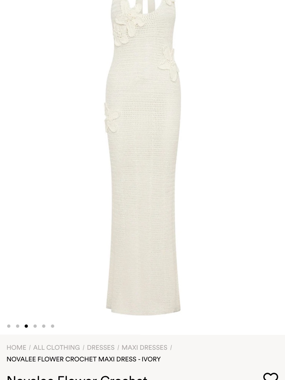 Peppermayo White Crochet Halter Maxi Dress with Floral Appliqués - NWT - Picture 3 of 6